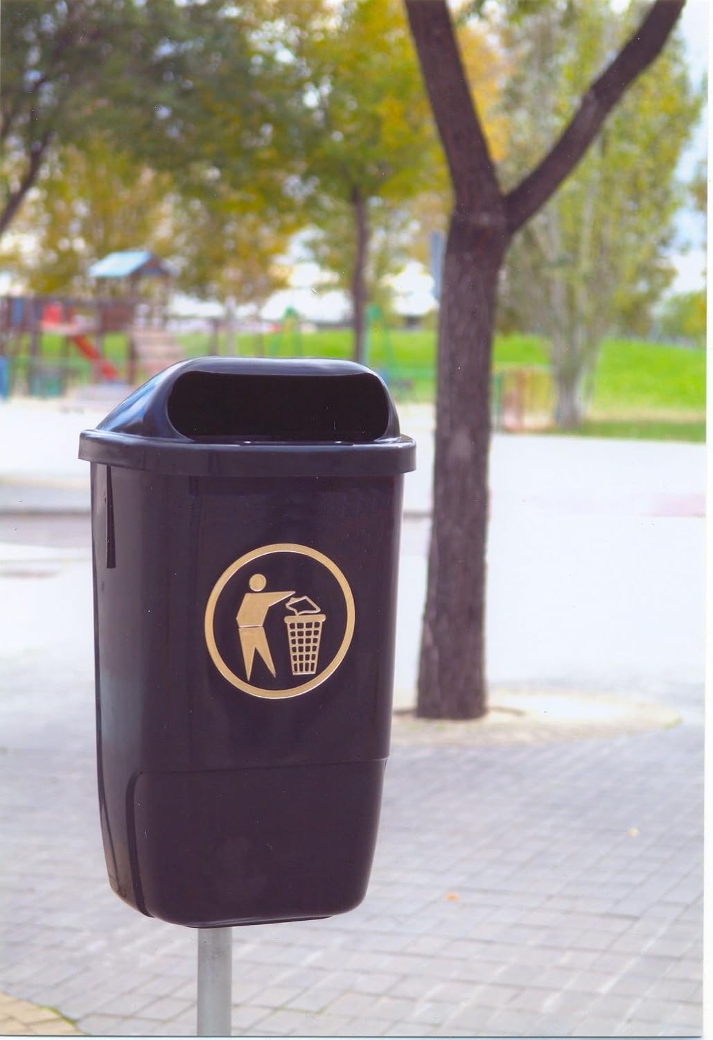 Chabrias Ltd 50 Litre Post Wall mounted outdoor litter bin, External