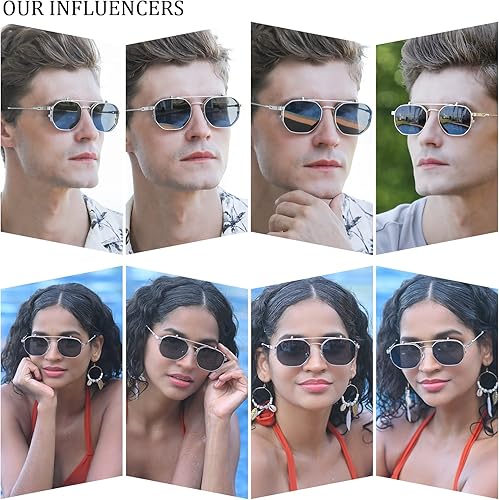 Miniatura 2 de Dollger Lentes de sol abatibles para hombres y mujeres, polarizados, steampunk, con doble lente