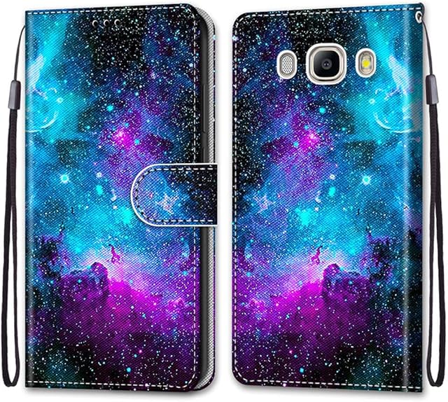 Case for Samsung Galaxy J5 2016 Leather Flip Case, Samsung J5 2016 Cover Wallet Shockproof Slim Soft Silicone Flexible Thin TPU Protective Bumper Phone Case for J5 2016, Aurora
