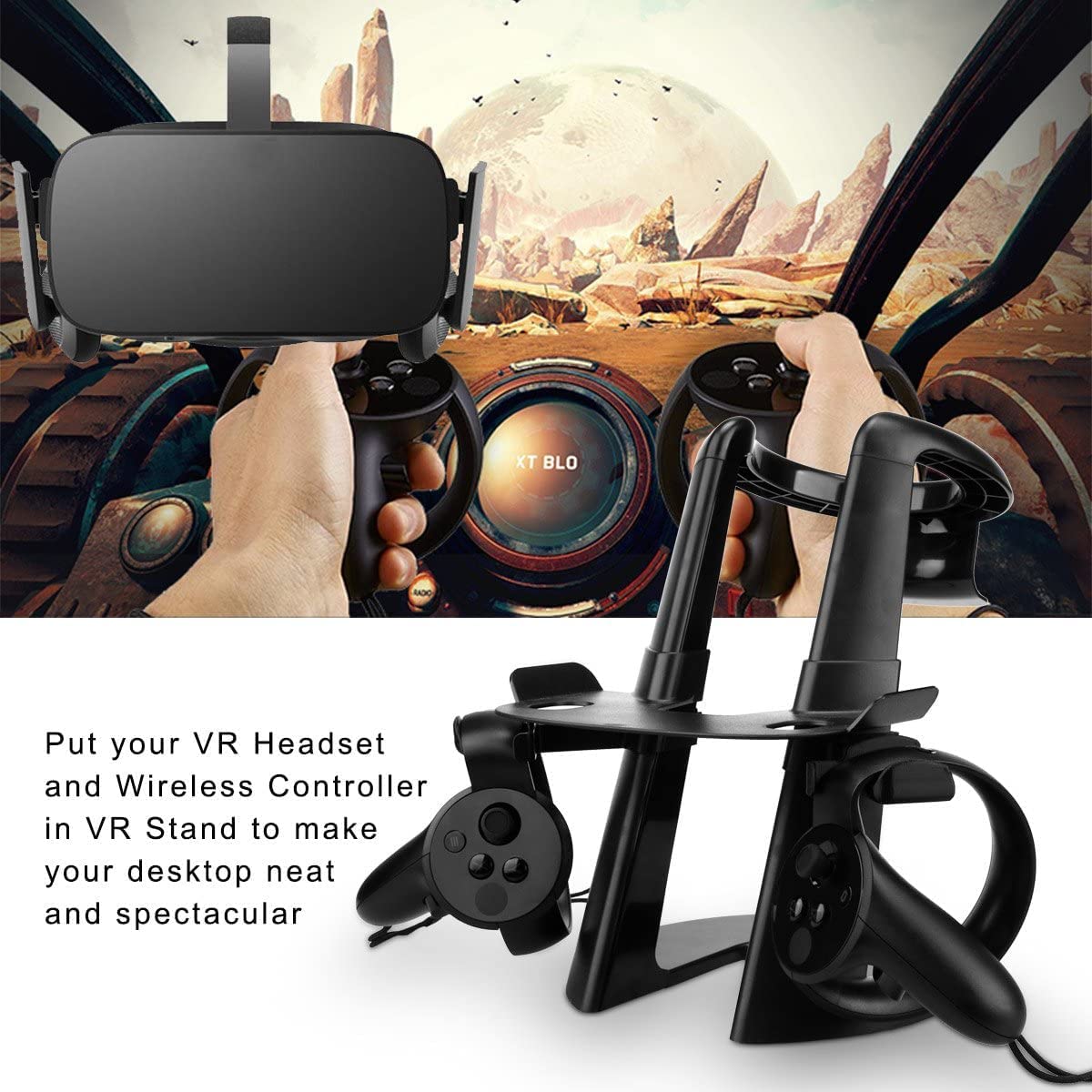 Afaith Vr Stand Headset Display Stand With Game Controller Bracket