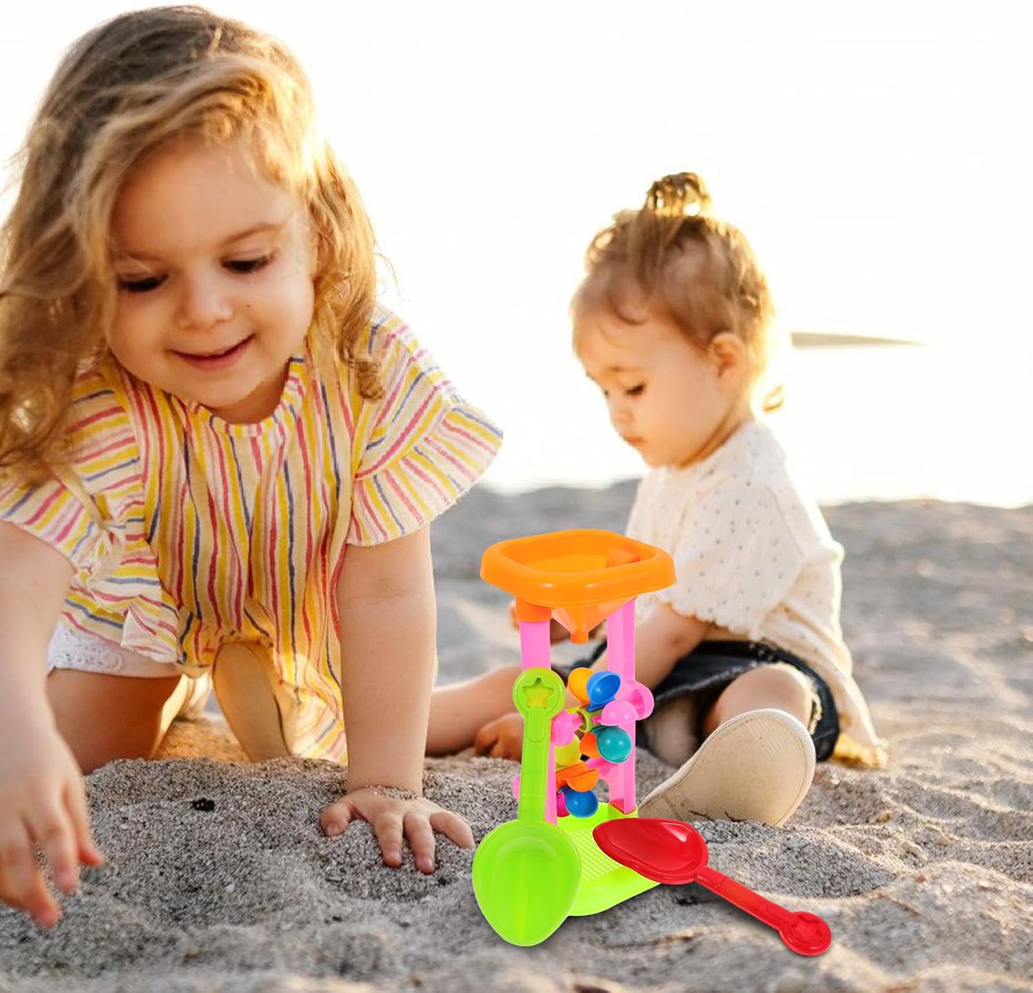Alipis Kids Beach Toy Hourglass Sand Wheel Playset 10.6 Inch Water Sifting Funnel for Outdoor Sand and Water Play