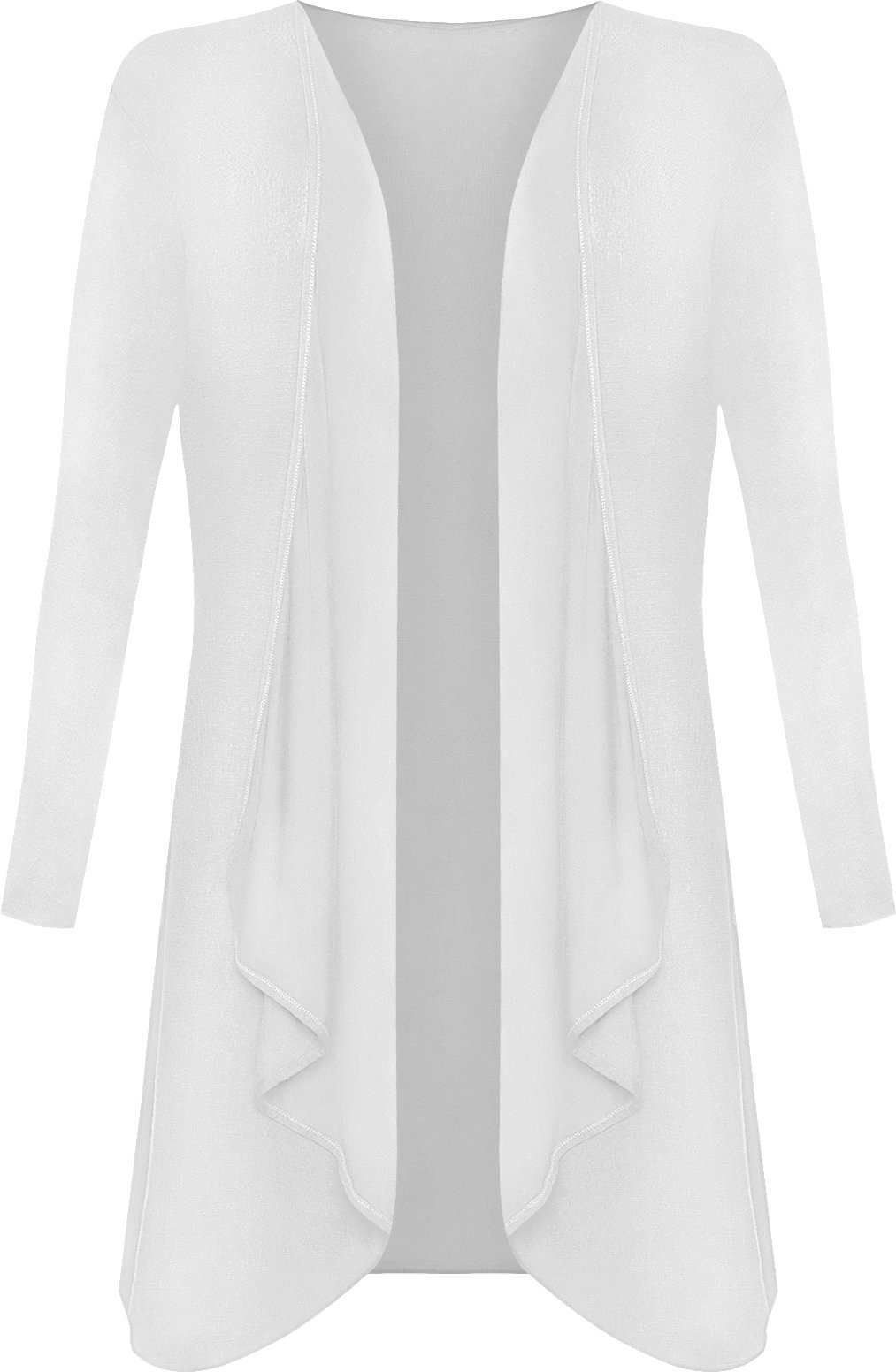 Wearall Women's White Plus Size Plain Long Sleeve Open Top Waterfall Cardigan - 24-26