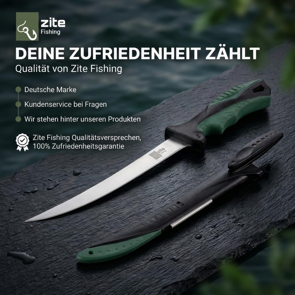 Zite Cuchillo para filetear Fishing 20 cm Hoja Afilada Mango Goma Antideslizante Funda Plástico