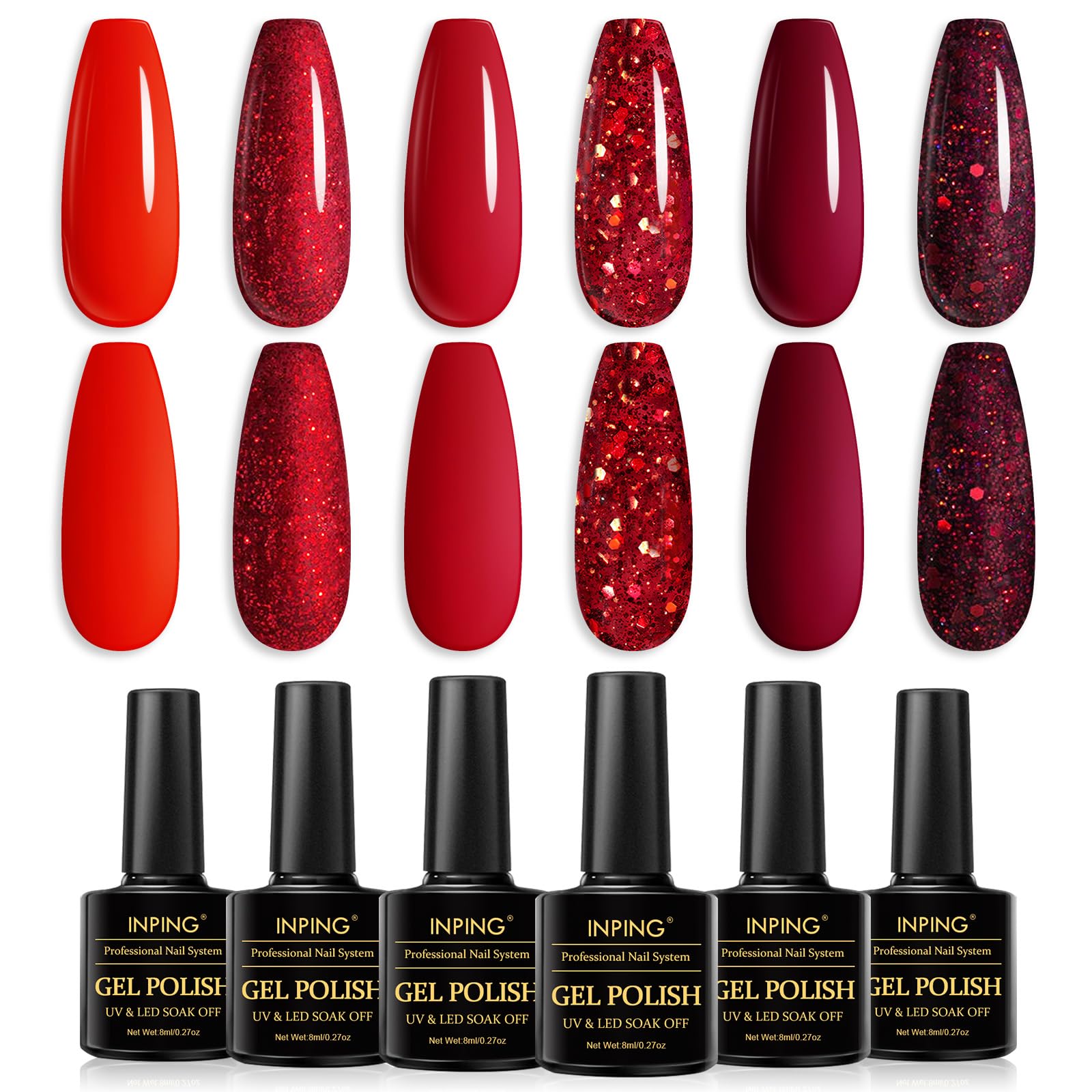 UV Nagellack Pastell Sommer Gel-Nagellack Set Gellack Langlebige Gelnägel | INPING 10 Farben Frühling Sommer Makronen Neon Glitzer Rosa Langlebige Gelnägel für Frauen zu Hause French Maniküre Kit 8ML