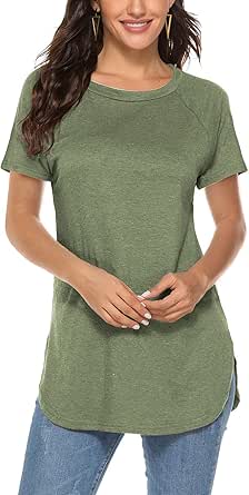 Camisetas Para Mujer, Manga 3/4, Cuello Redondo, Ajuste Holgado, Color Sólido, Blusas De Lino, Camiseta Básica, Para Mujer, Gris Azul, XXL