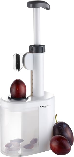 Westmark Drylownica do śliwek, Wysokość: 26,5 cm, Tworzywo sztuczne/Ostrze ze stali nierdzewnej, Prunus, Biały/Antracytowy, 40232260