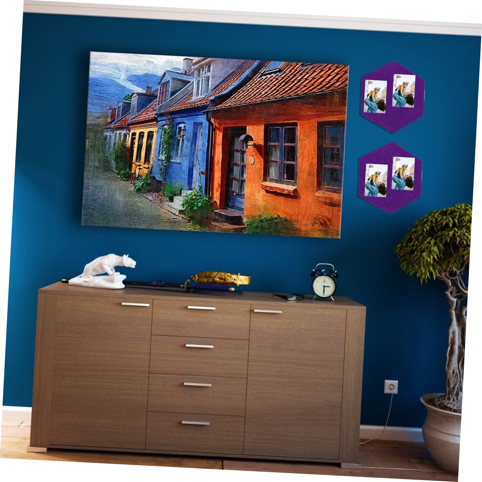 Uonlytech 10Pcs Hexagon Felt Message Board Self Adhesive Wall Decor for Photos Memos Messages Felt Panels Stylish Home Decoration