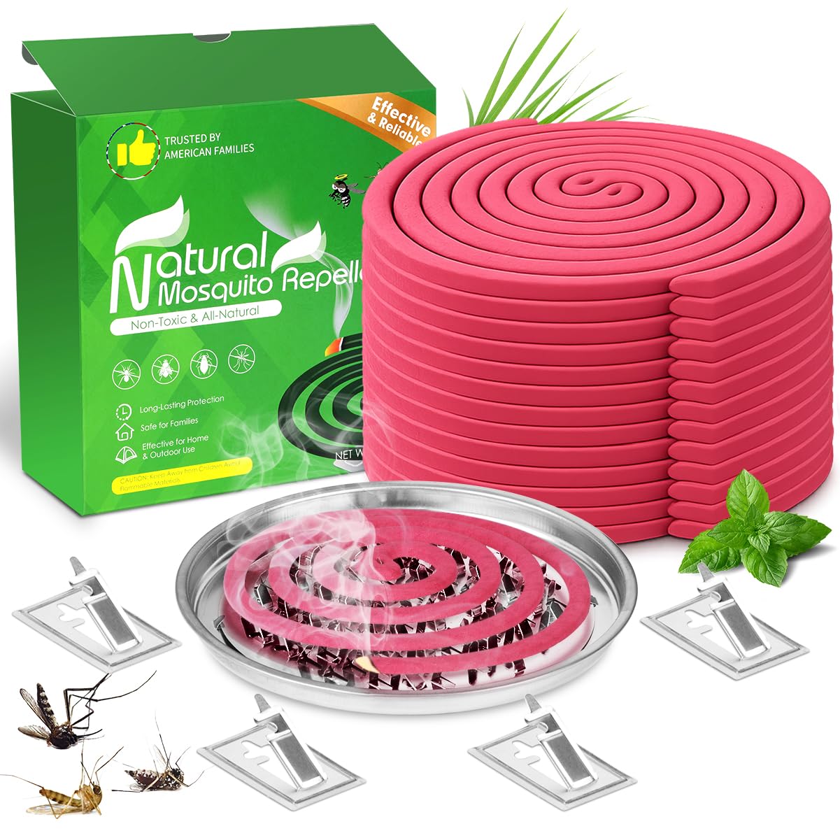 Extra Strong Mosquito Repellent Coils, 28 Pack Large Outdoor Coils for Patios and Camping, DEET Free, Long Lasting 6 Hours Burning Time, Effective Outdoor Insect Bug Control for Backyard Fishing