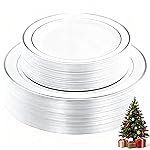 WDF 60PCS Silver Plastic Plates Disposable - Silver Plates Include 30 PCS 10.25inch Dinner Plates and 30PCS 7.5inch Salad Plates for Wedding & Party Christmas