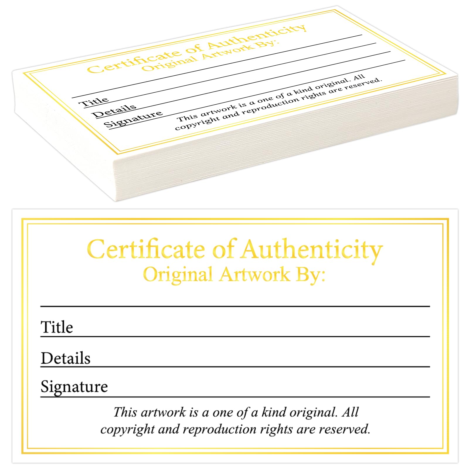 24 Pieces Certificate of Authenticity Premium Certificates Ideal for Valuations Collectibles and Artwork Gifts for Artists Artisans Handicraft Worker (3.5 x 2 Inch)