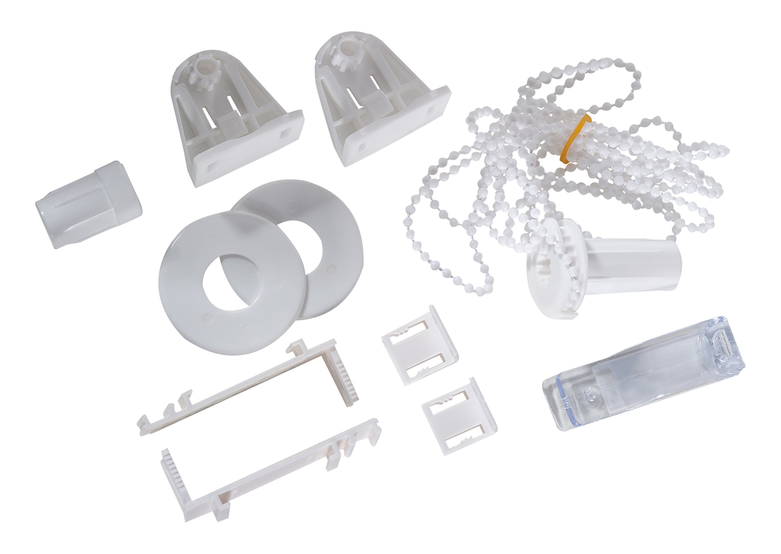 K Home Madrid + Denia. 01. SB Clamp Bracket and Mounting Kit for Double Blind Plastic, 6.5 x 1.5 x 3.5 cm White