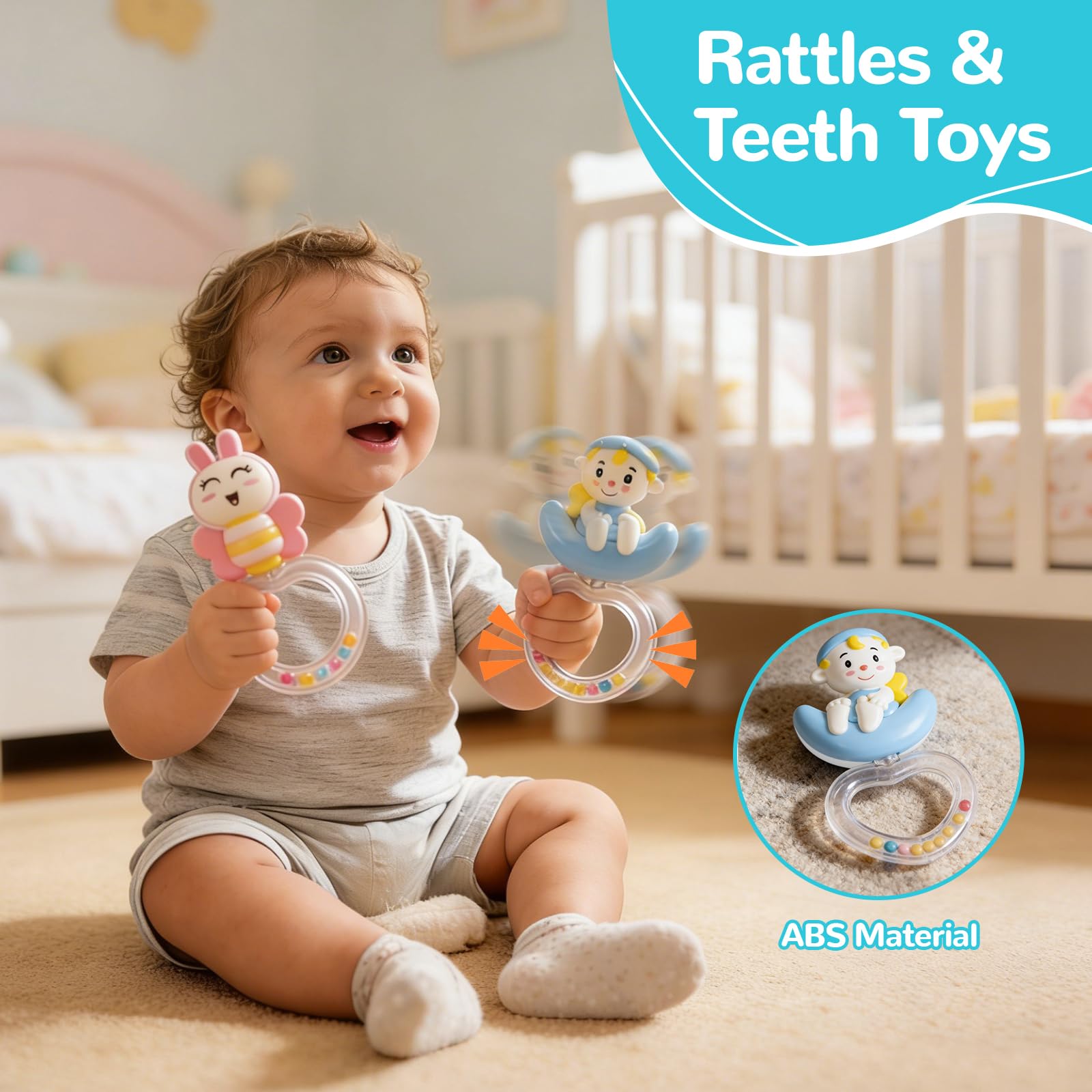 Mobile Musical Lit Bébé, Mobile Musicale pour Lits avec Veilleuse, Projecteur et 150 Berceuses Mobile Lit Bebe Hochets Rotatifs Suspendus Boîte à Musique Télécommandée Jouet Cadeau pour Nouveau Née