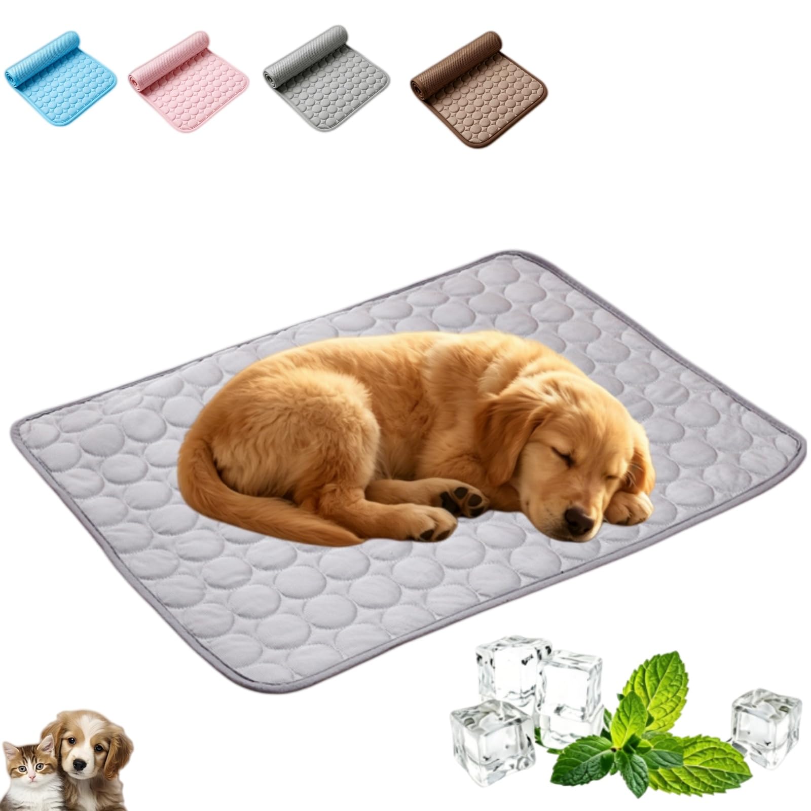 Neksong Pets Atpro Home Dog Cooling Mat,Ice-Silk Non-Toxic Pet Cooling Mat, Waterproof, Soft and Foldable, Easy To Clean (Gray,XS-40X30)