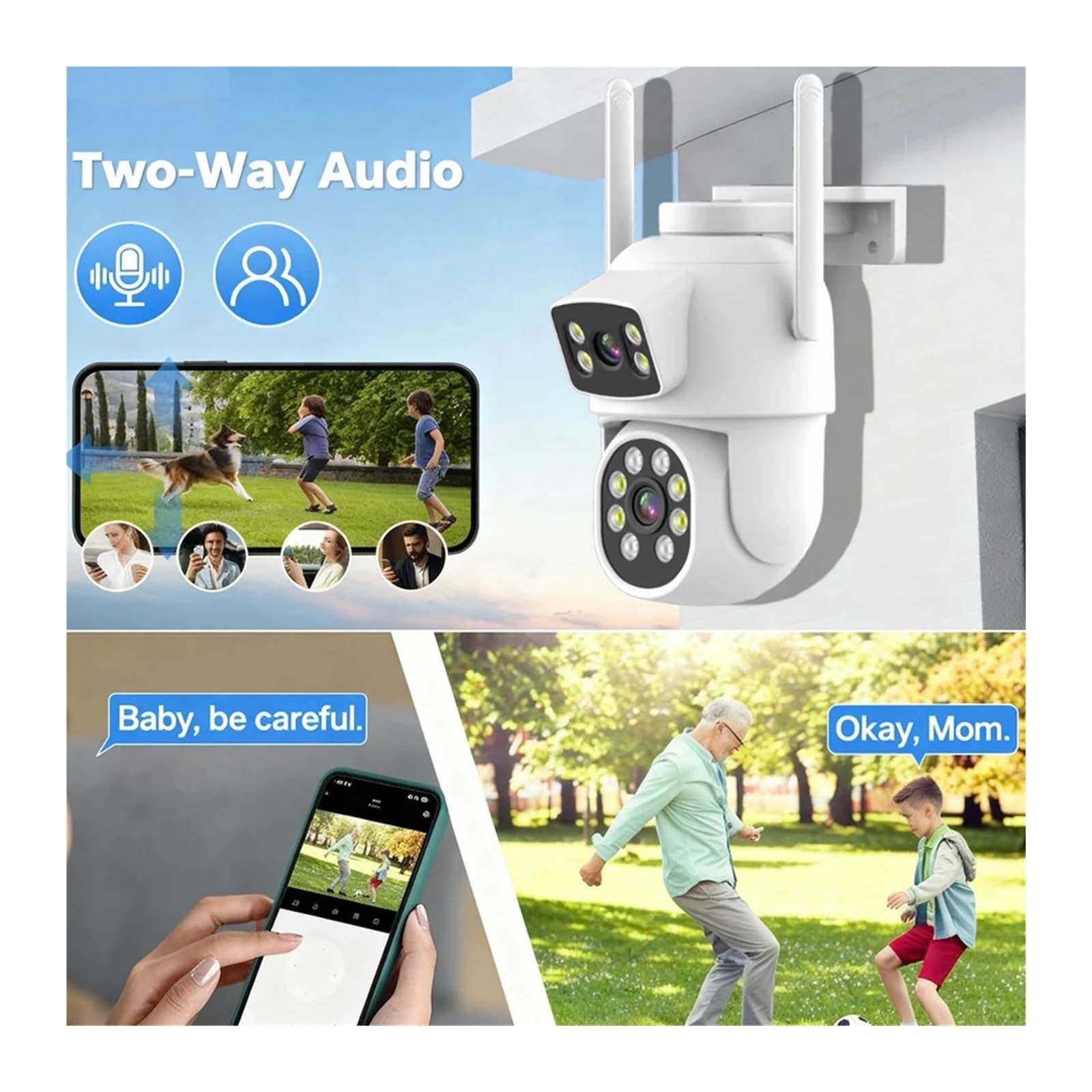 16CH 8MP 4K Double Objectif sans Fil WiFi PTZ caméra système de(None,8Pcs 8MP WiFi Came)