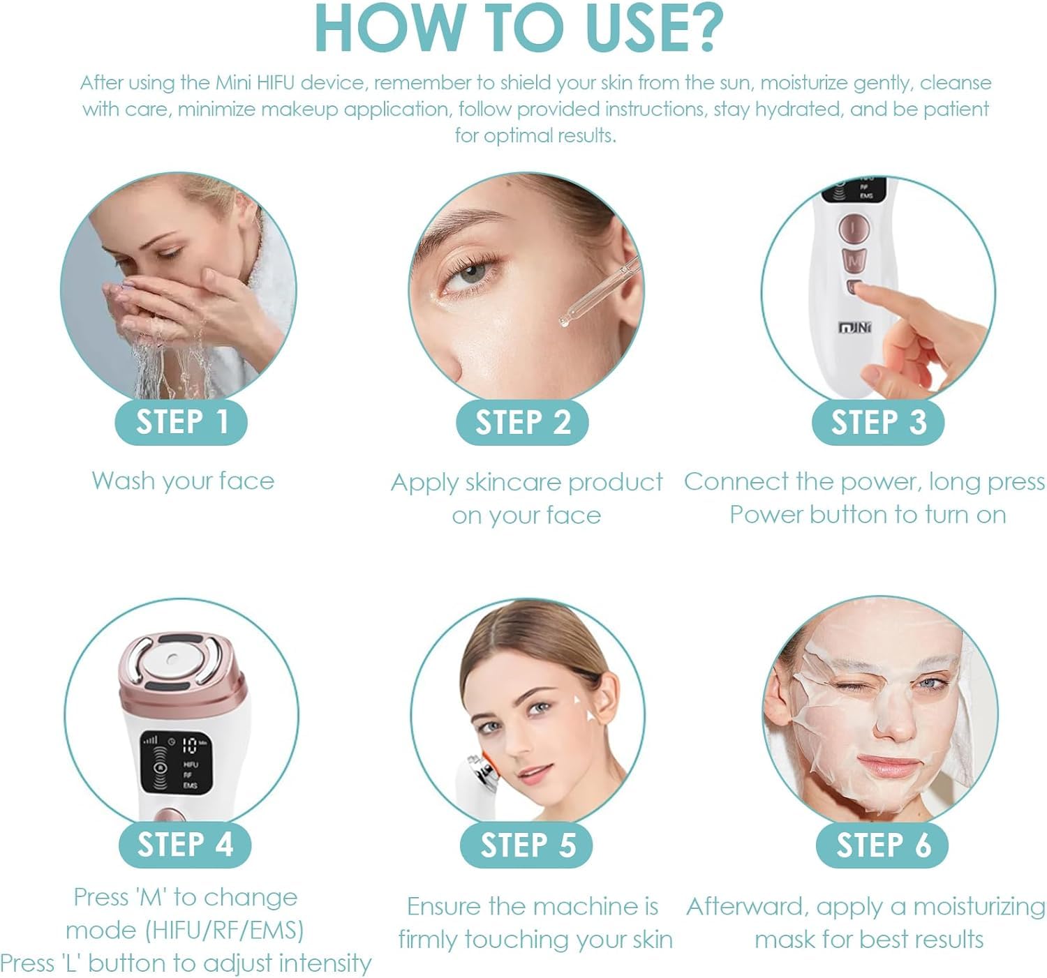 Mini máquina facial HIFU, dispositivo de belleza ultrasónico RF mejorado con tecnología de masaje facial EMS, utilizado para rejuvenecimiento de la piel antiarrugas, levantamiento, reafirmación y