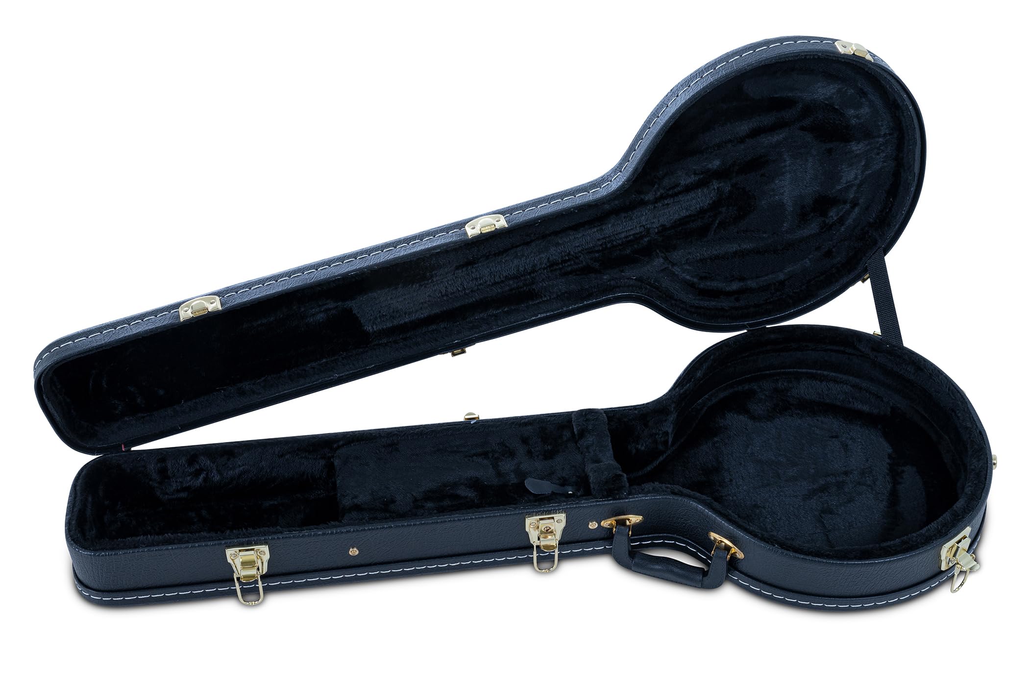 GEWA Custodia per banjo Flat Top Economy - Valigia per banjo a 5 e 6 corde - Anima in legno - 4 serrature cromate - 1 con chiave - Rivestimento in similpelle - Interno in velluto nero