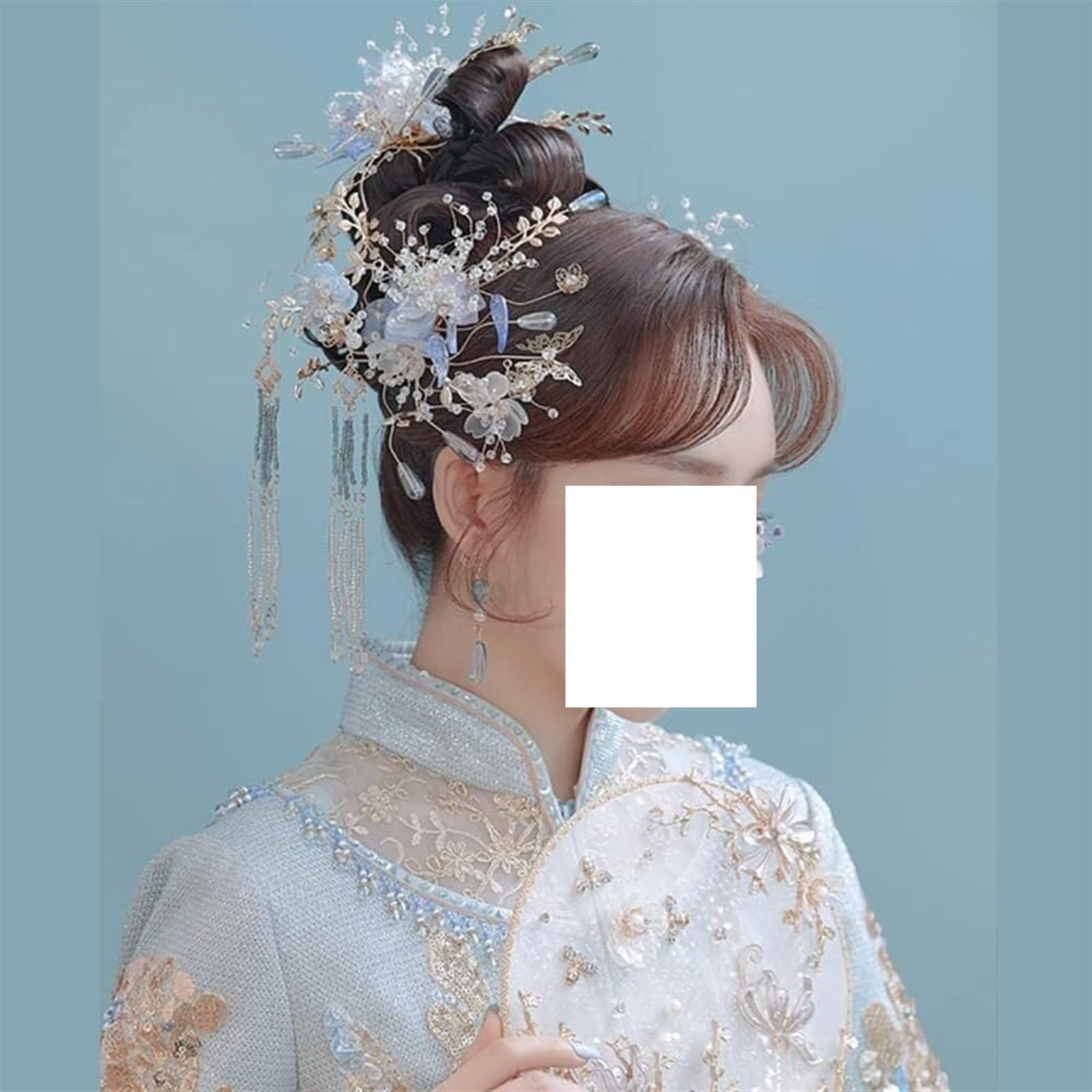 Forcine for capelli da sposa, bastoncini for capelli cinesi, fermagli for capelli, un set completo di antichi accessori for capelli con frange, copricapo Hanfu Xiuhe, accessori for capelli con clip la