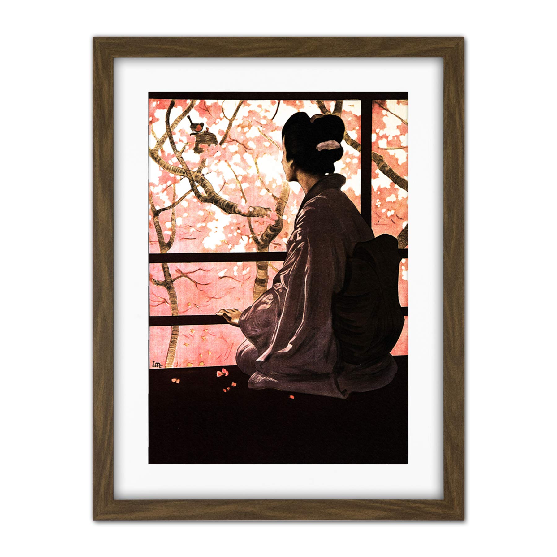 Wee Blue Coo Opera Madame Butterfly Japanese Artwork Framed Wall Art Print 18X24 Inch