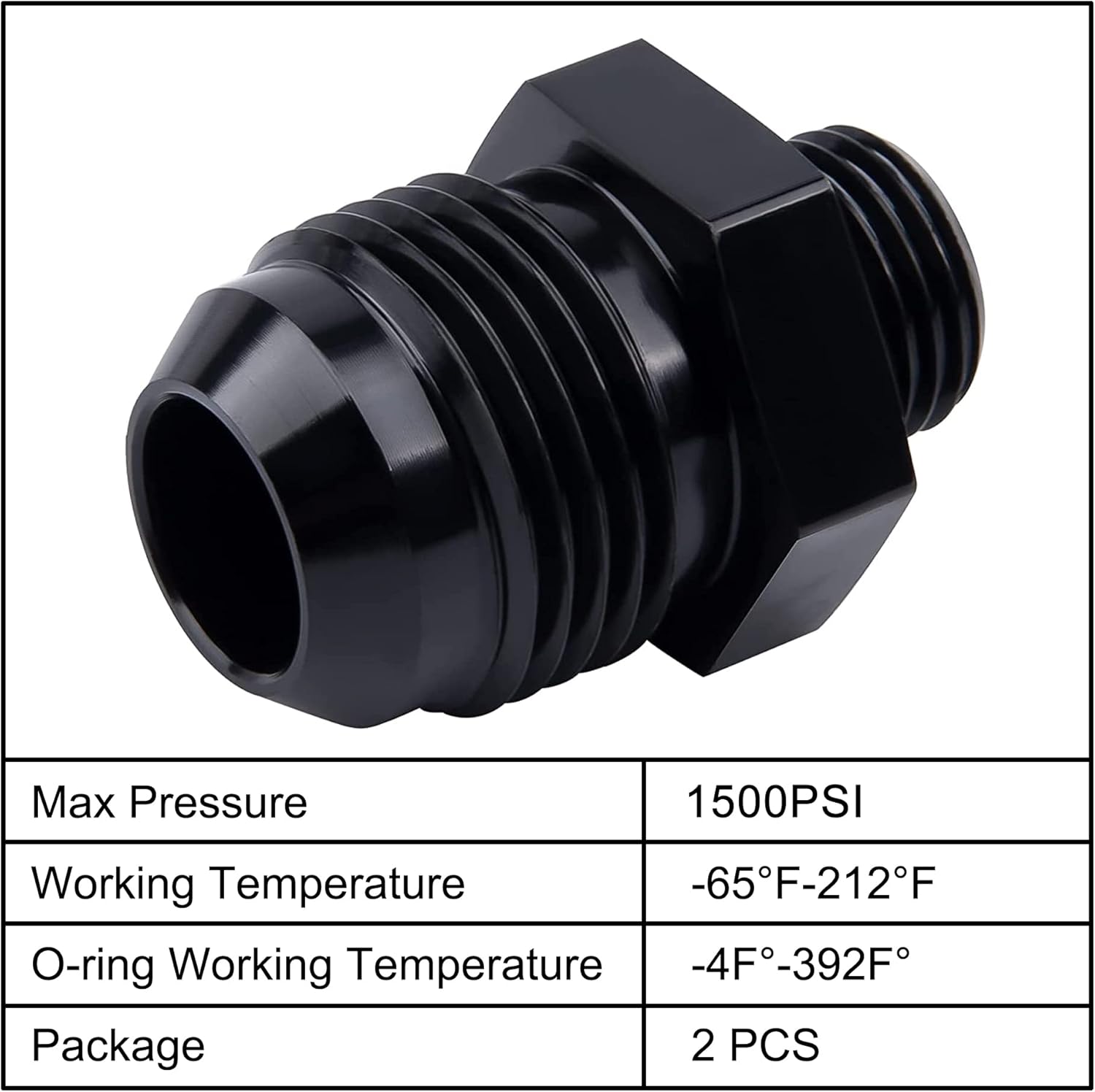 EVIL ENERGY 10AN Flare to 6AN ORB Male Fuel Rail Adapter 2PCS Bundle with Adjustable 3AN-12AN Wrench Aluminum Black