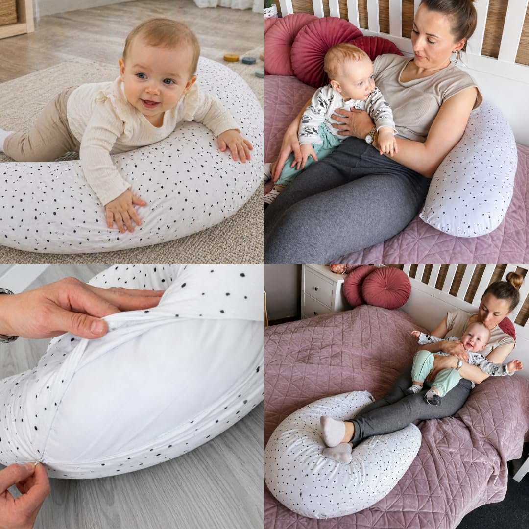 Schwangerschaftskissen & Stillkissen – 2-in-1 Seitenschläferkissen, Bezug aus 100% Baumwolle, OEKO-TEX Standard 100 zertifiziert, weich gefüllt, waschbar, ergonomisch & vielseitig nutzbar - Hellbeige