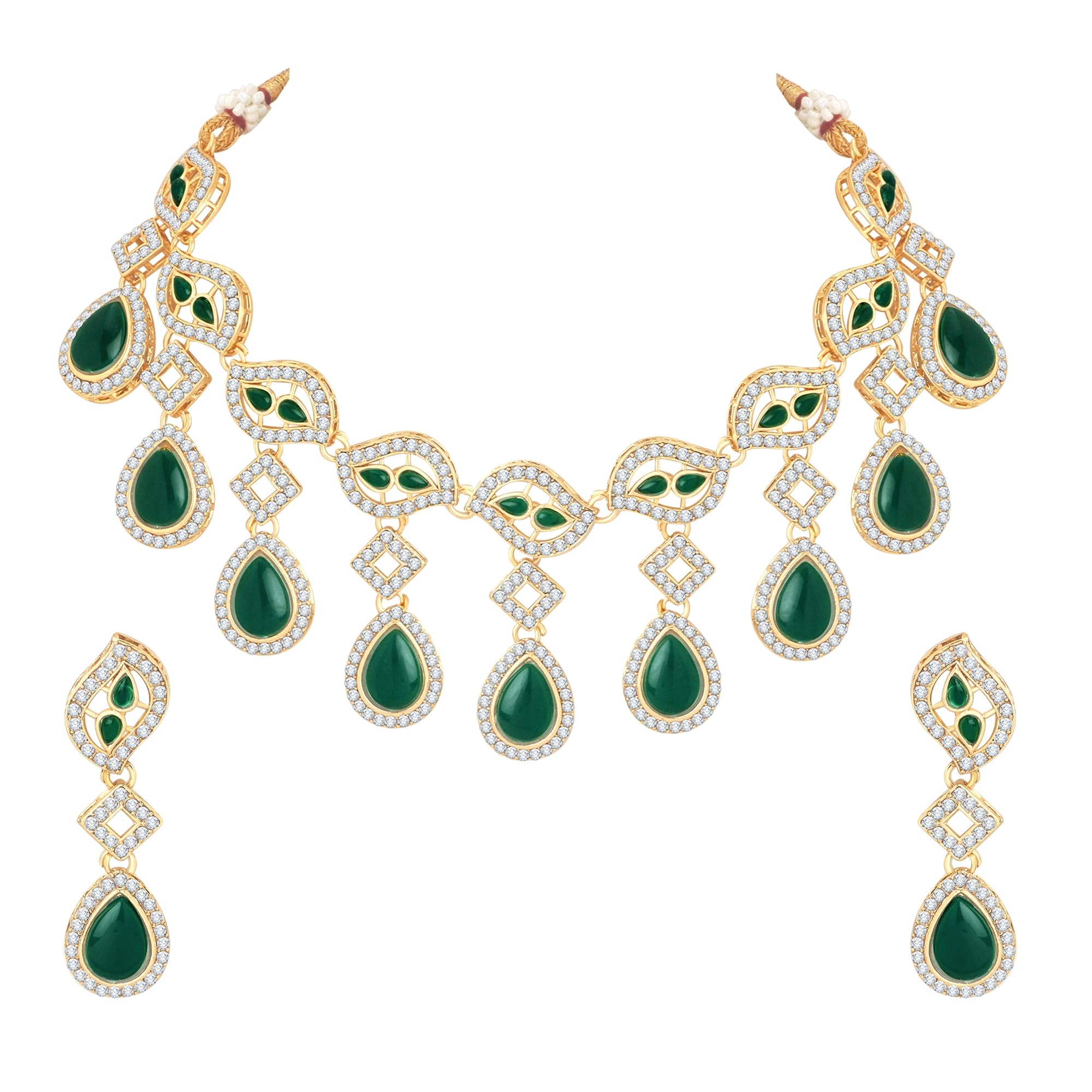 Atasi International Kundan AD Crystal Stylish Gold Plated Necklace Jewellery Set For Women (DG5903) (B0D7TJT6SG) Amazon Price History, Amazon Price Tracker