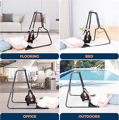 Miniatura 4 de Hamaca estiradora de cuello con soporte para descompresión de cuello, soporte de dispositivo de tracción cervical de acero resistente, descompresor