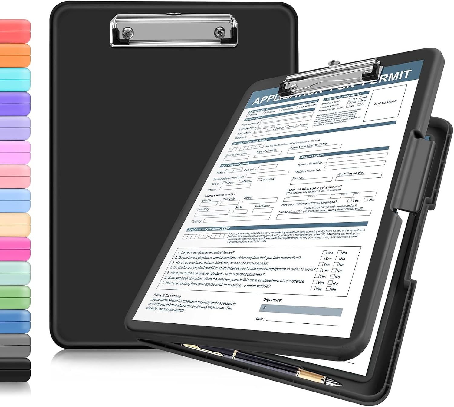 ANZNKU Clipboards with Storage, Black Nursing Storage Clipboard Foldable