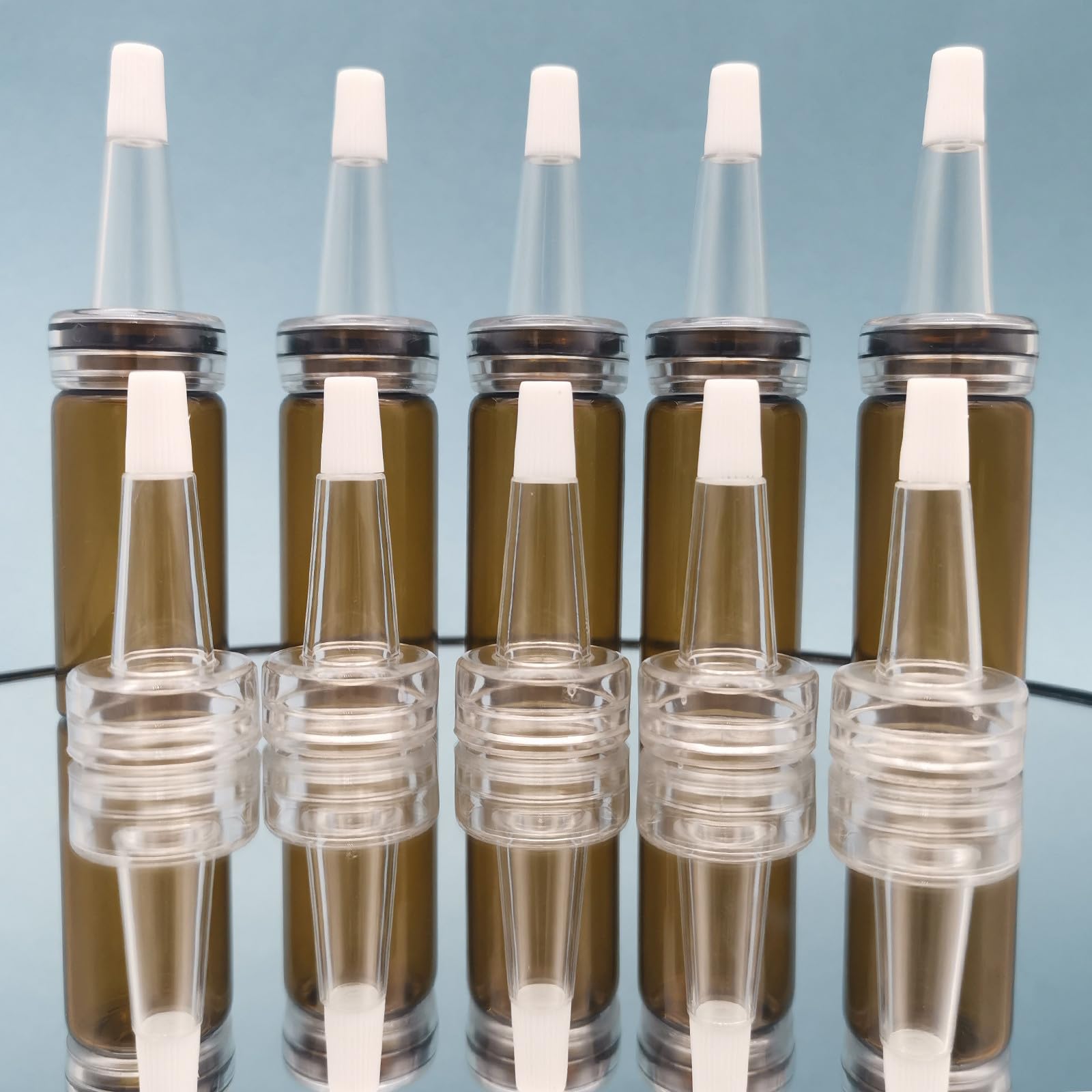 100 Pezzi Tappo di Plastica per Bottiglia e Fiala Trasparente Beccuccio a Corno, Flaconi per Liquidi Portatili Resistenti per Uso Domestico, da Viaggio e Laboratorio