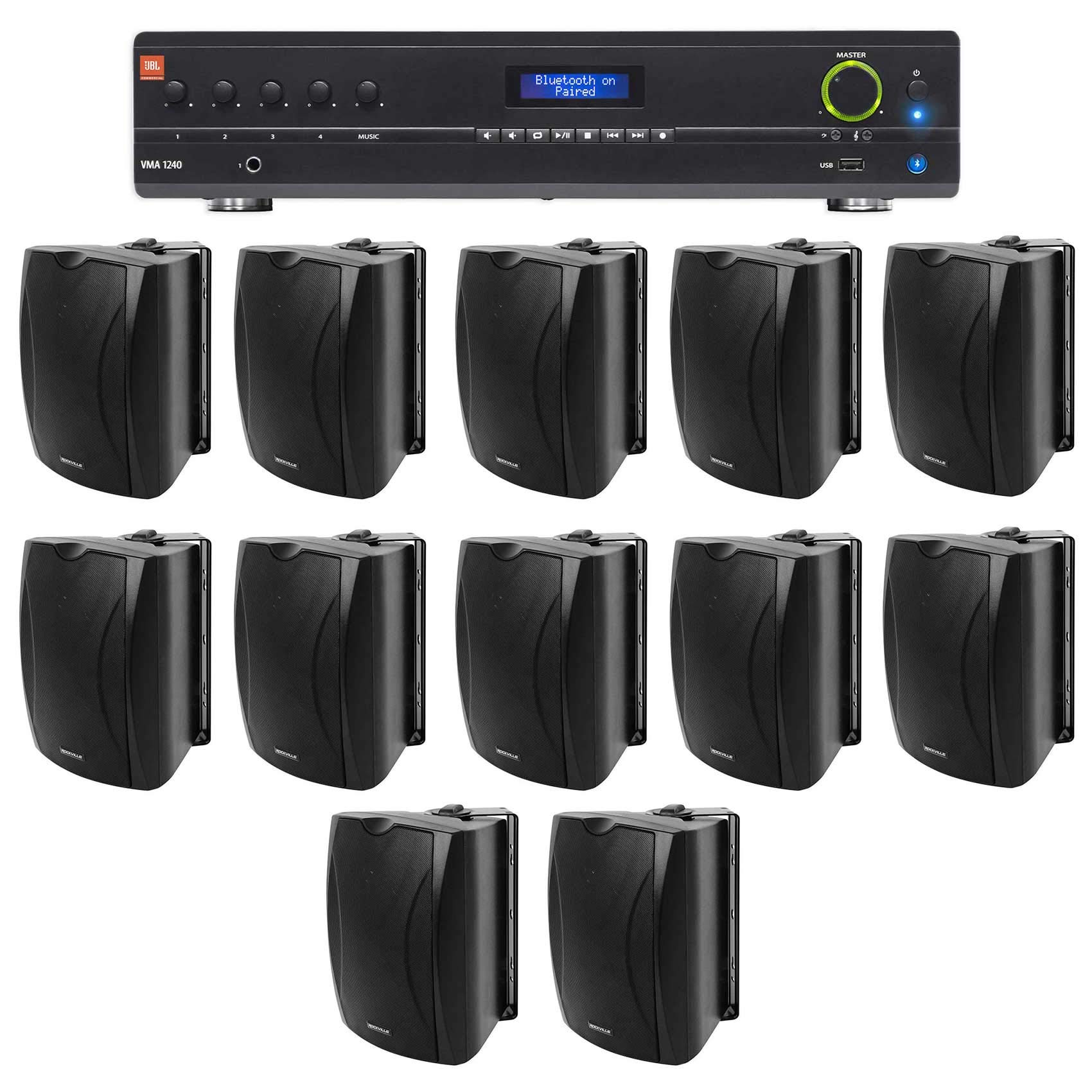 JBL VMA1240 Commercial/Restaurant 70v Mixer/Amplifier+(12) 6.5" Wall Speakers