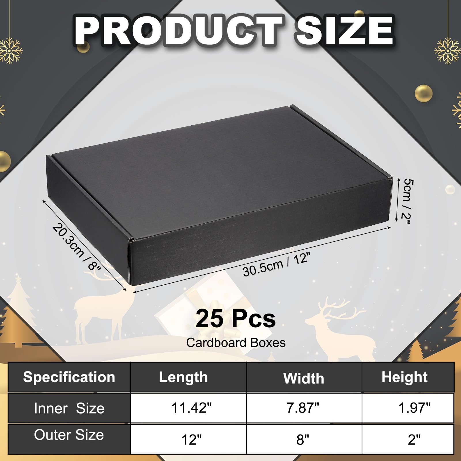 PATIKIL Scatole Di Cartone Spedizioni 12x8x2 Per Piccole Imprese, 25Pcs Scatole Regalo Imballate In Cartone Ondulato Per Spedizioni Traslochi Artigianato Sorpresse natalizie Prodotti.