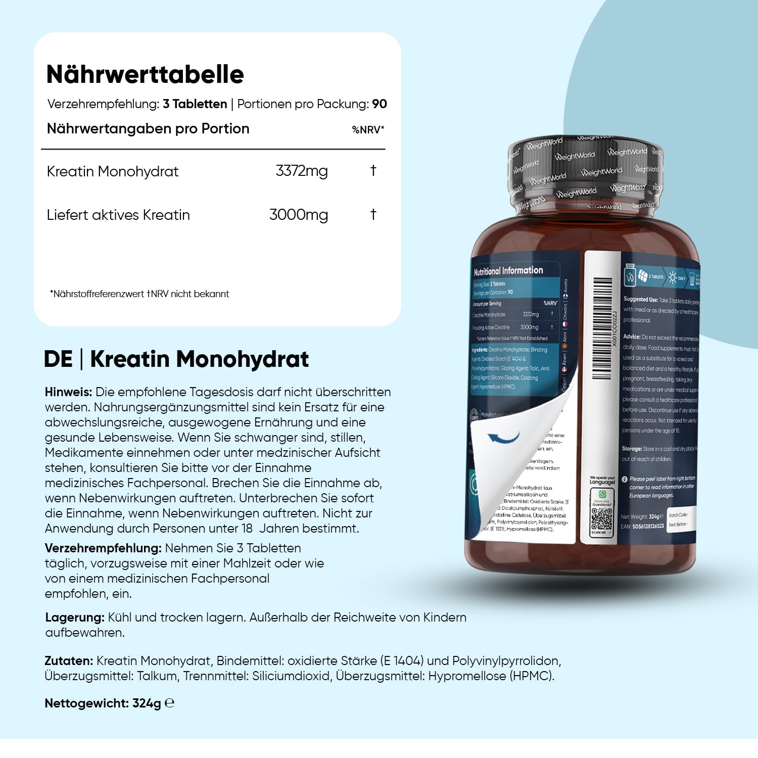 WeightWorld Creatin Monohydrat Tabletten + Multi Kollagen Komplex Pulver
