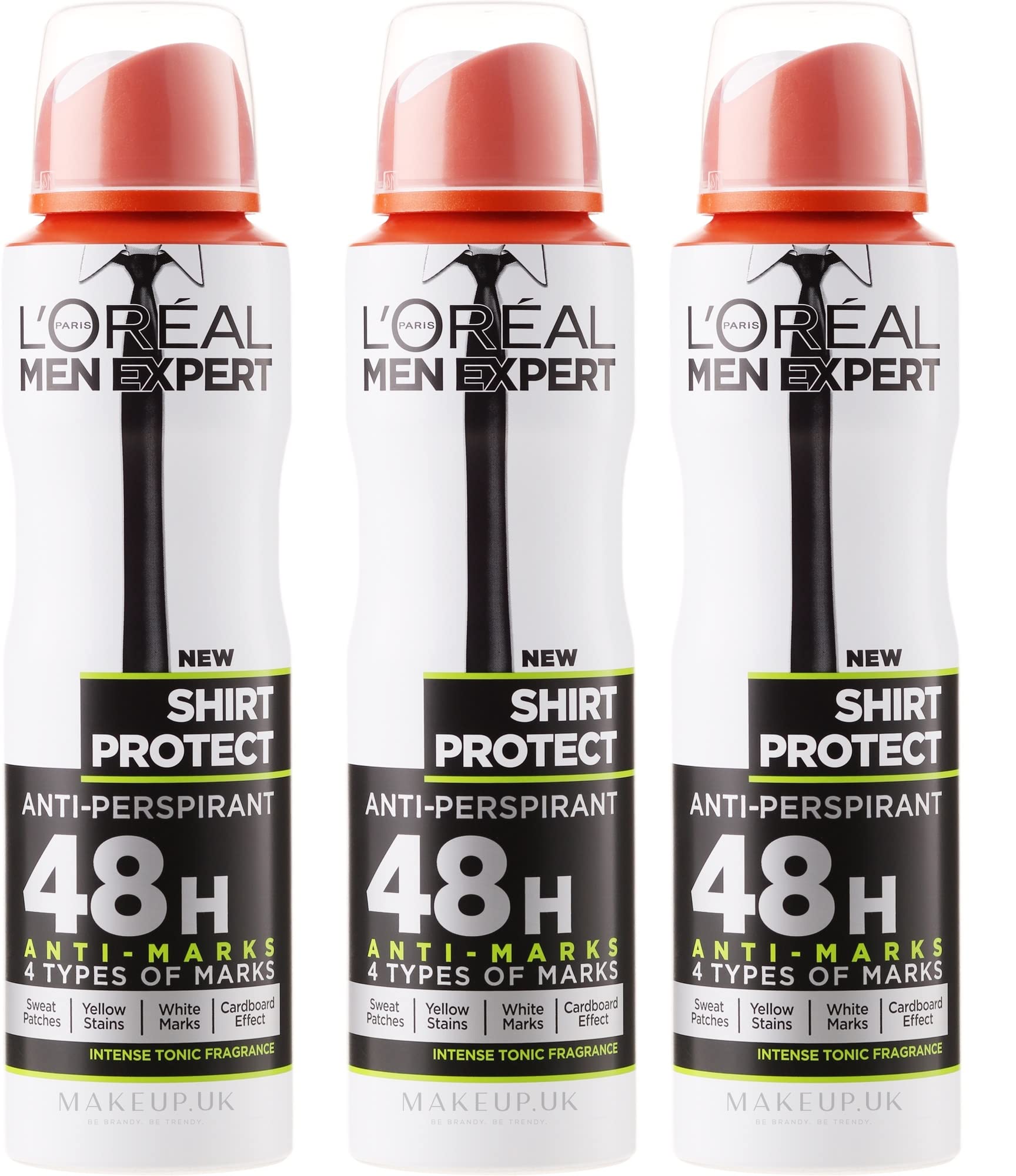 L'Oreal Men Expert Shirt Protect 48h Dry Non Stop Gents Deodorant Body Spray 250 ml 3 Pack