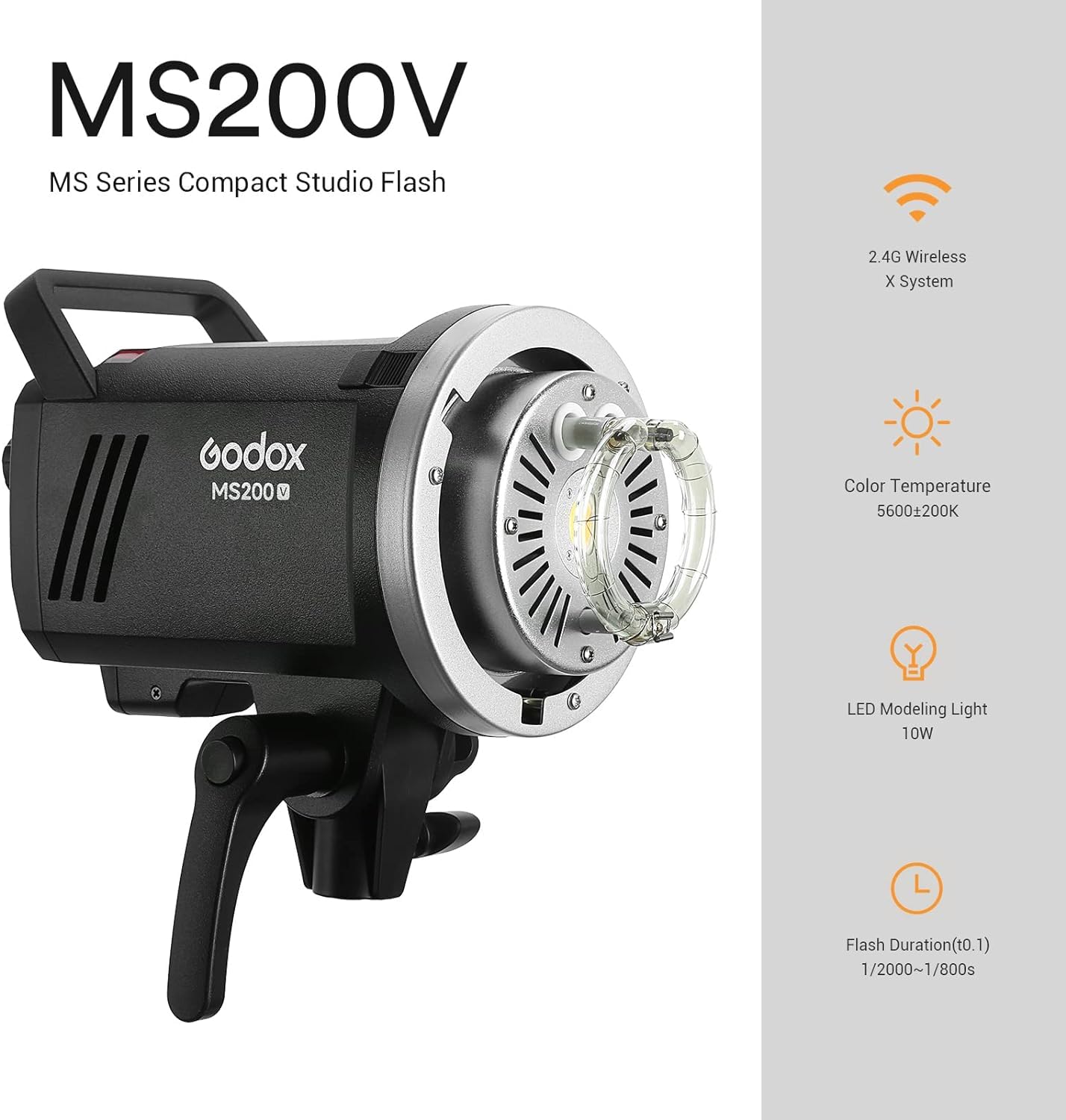Godox MS200V 200W Studio Flash aggiornato LED lampada di modellazione, GN53,2.4G Wireless X System Strobe Studio Portrait Fotografia Monolight
