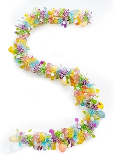 13 FT Easter Garland with Lights Easter Eggs Garland Spring Tinsel Garlands for Bedroom Living Room Fireplace Home Table Decoration Holiday Party Decor