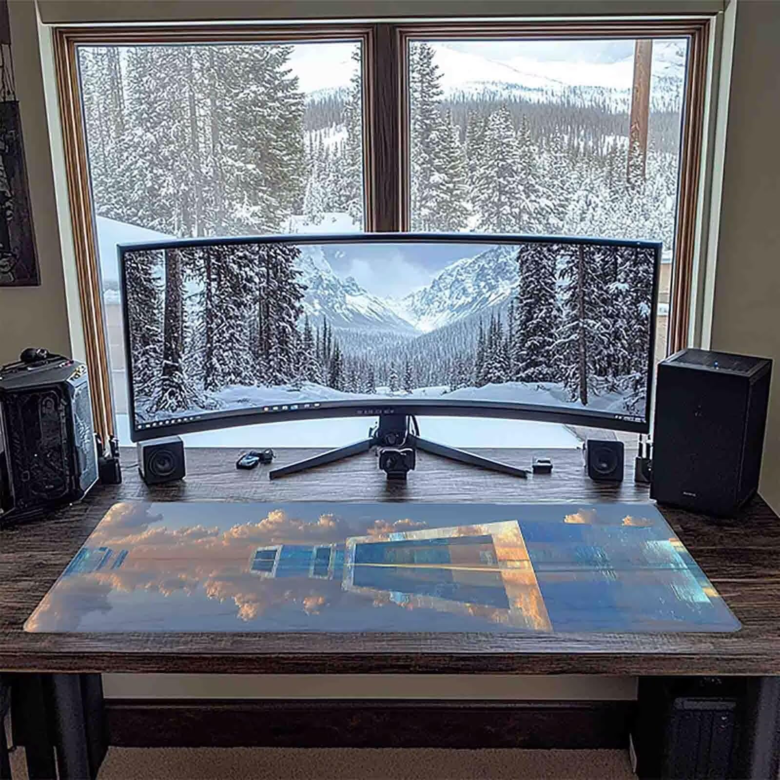 Tappetino Mouse XXL 1000x500mm Blu celeste Mousepad Cielo Tappetino Scrivania Grande, con base in Gomma Antiscivolo, Impermeabile Sottomano Scrivania per Computer, Ufficio, Accessori Gaming 5-2026q
