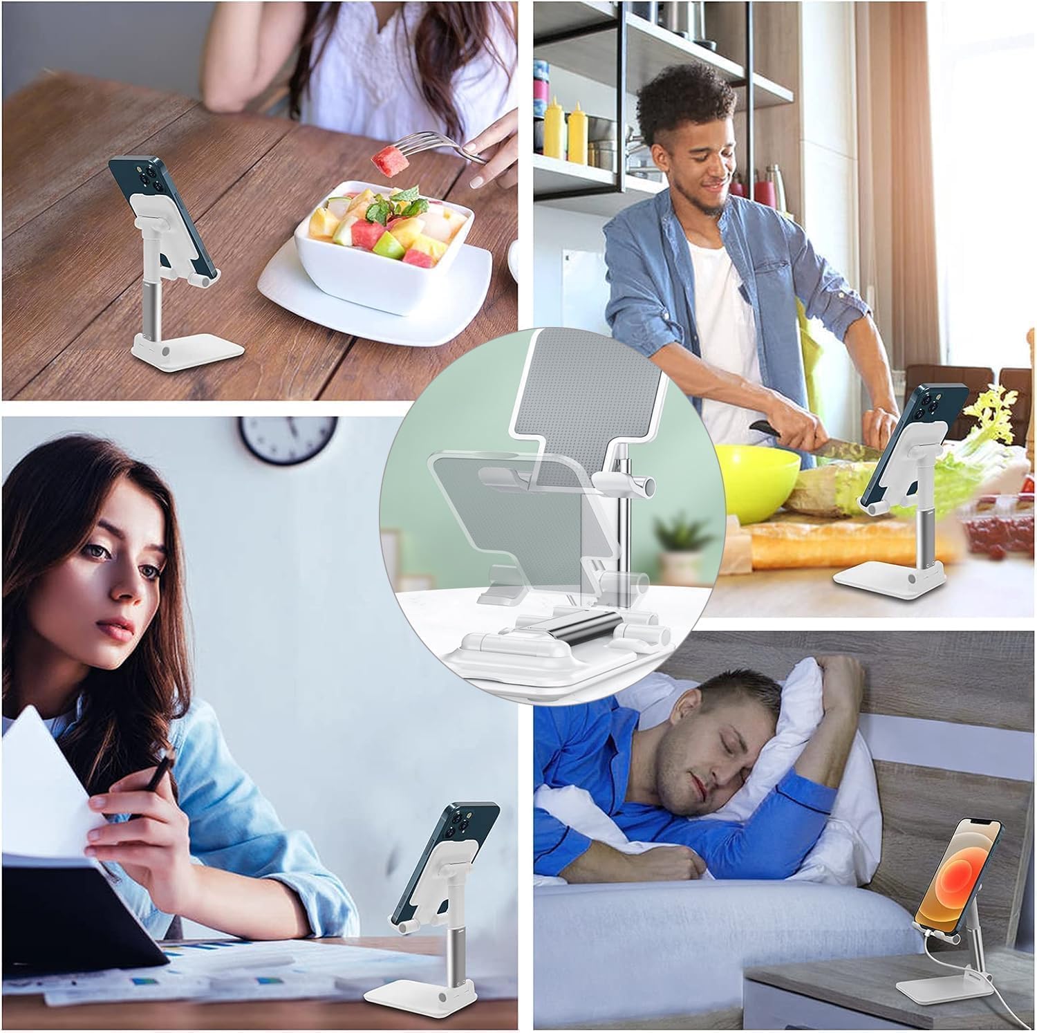Phone Stand for Desk, Adjustable Foldable Cell Phone Holder for All Phones, Universal Desktop Cradle, Watch Video, Reading, Calling