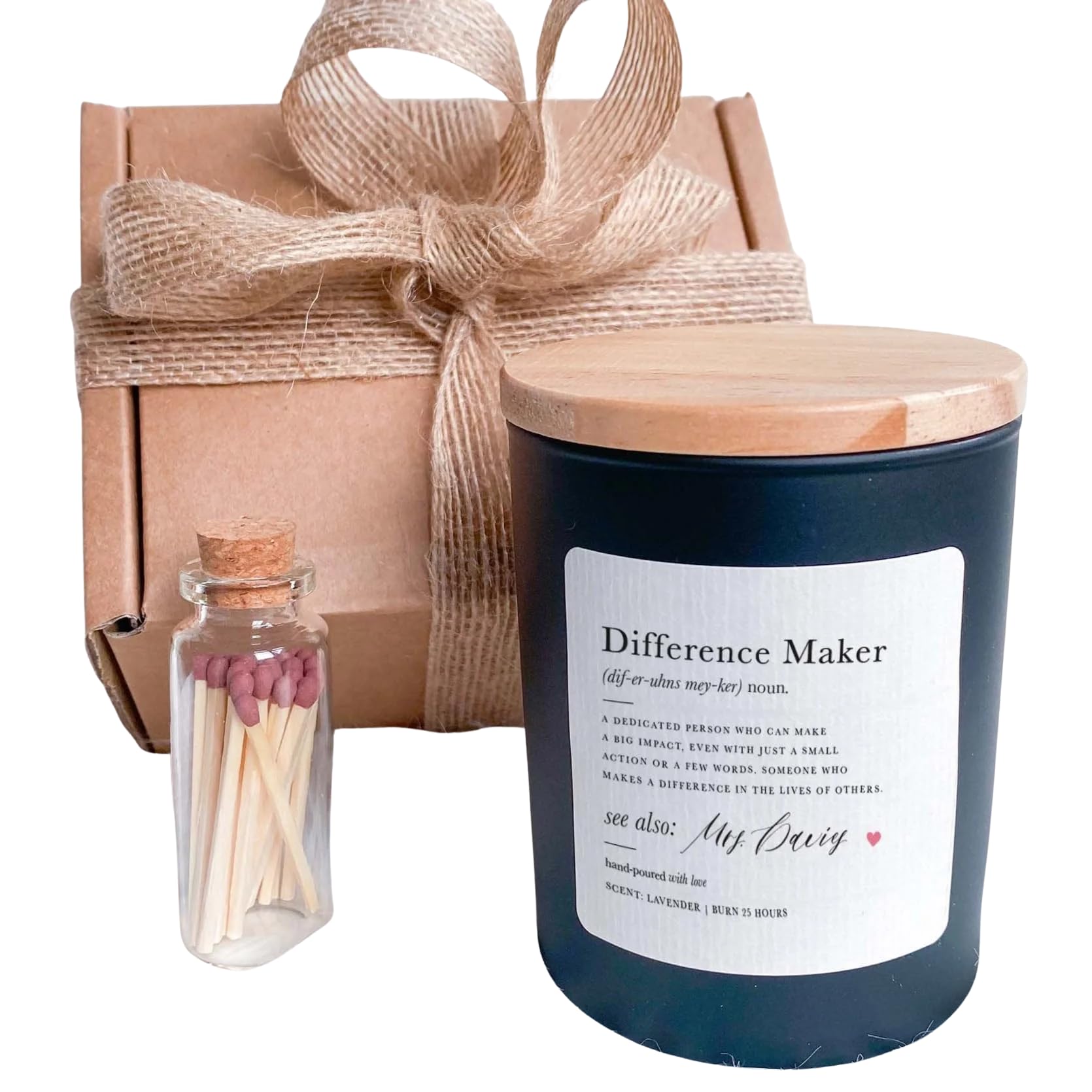 Personalised Teacher Thank You Candle Gift Set – Definition of a Difference Maker Dictionary Print | End of Year School, Nursery & Primary Teacher Appreciation Gift