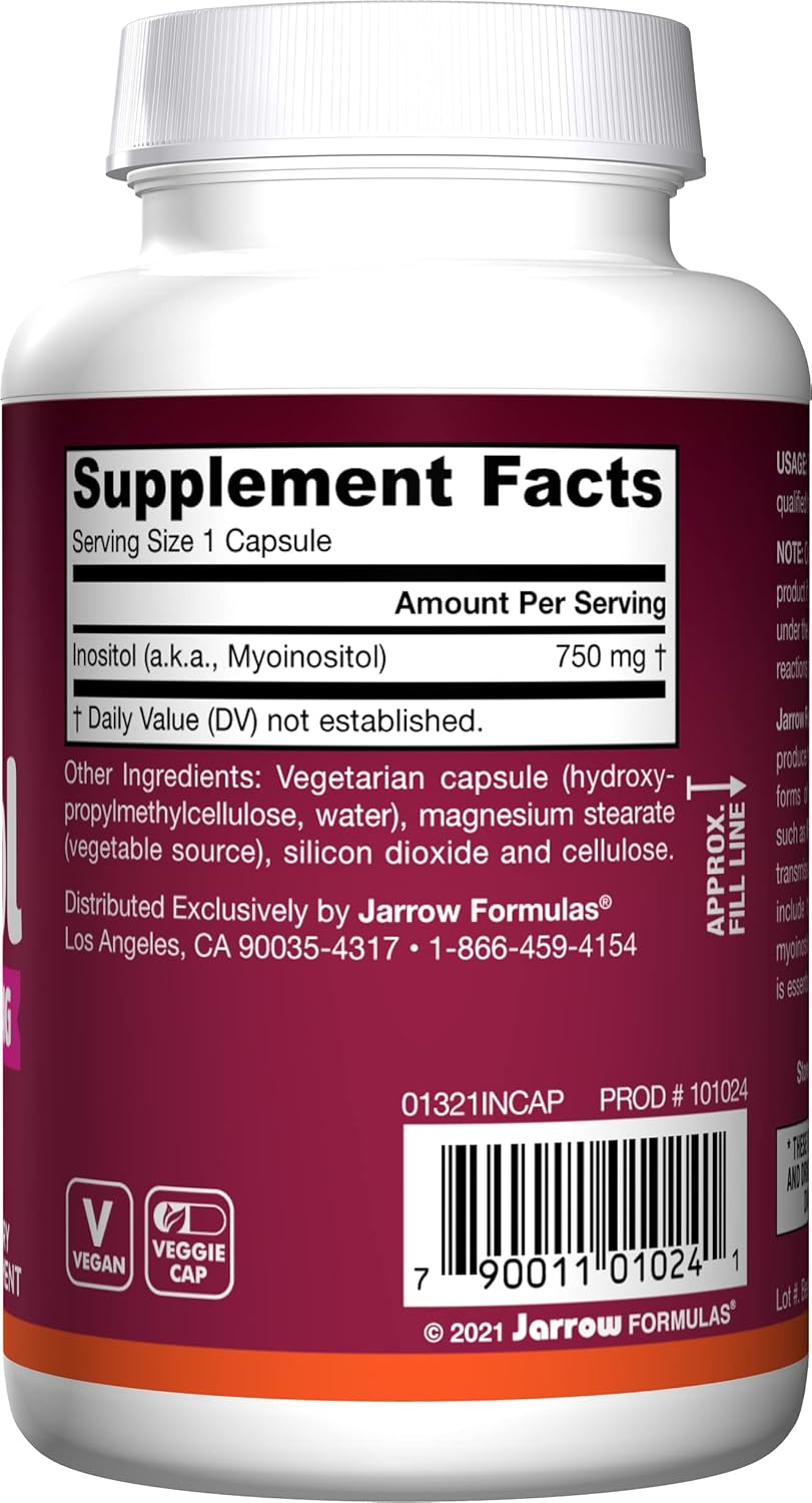 Jarrow Formulas Inositol 750 mg - 100 cápsulas vegetales - Soporte ...