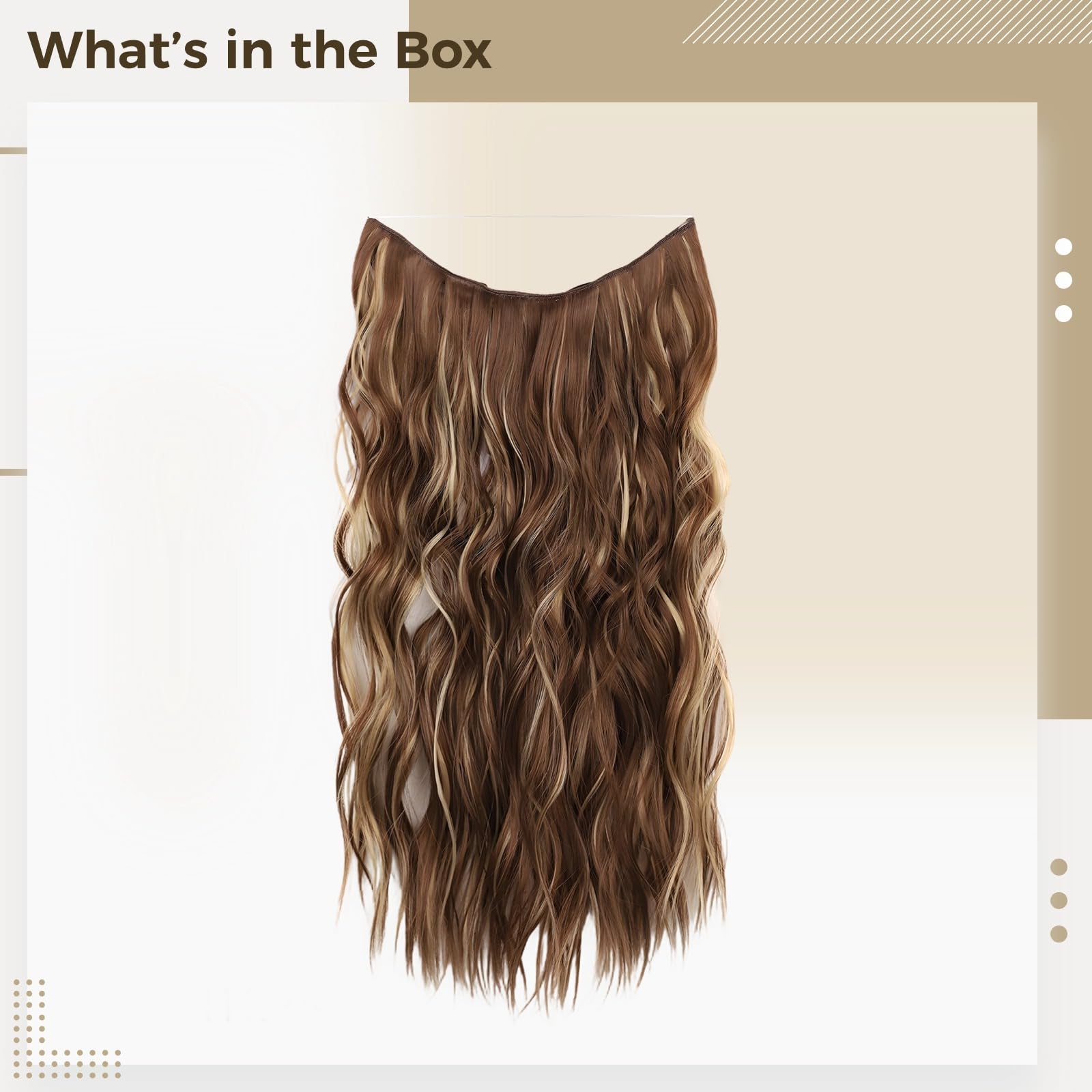 Clip-in-Haarverlängerungen, 22 Zoll braune Haarverlängerung aus synthetischer Faser, natürlich gewelltes Design, sofort mehr Volumen, einfach anzubringen, für einen harmonischen Look
