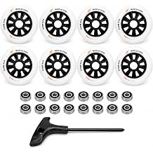 6 Pack 90mm 100mm Inline Skate Replacement Wheels, 85A High-Rebound PU Wheels with Bearings & Black T-Wrench, Wear-Resistant Anti-Slip Wheels for Smooth Rolling, Stable Cornering 90mm 8pack