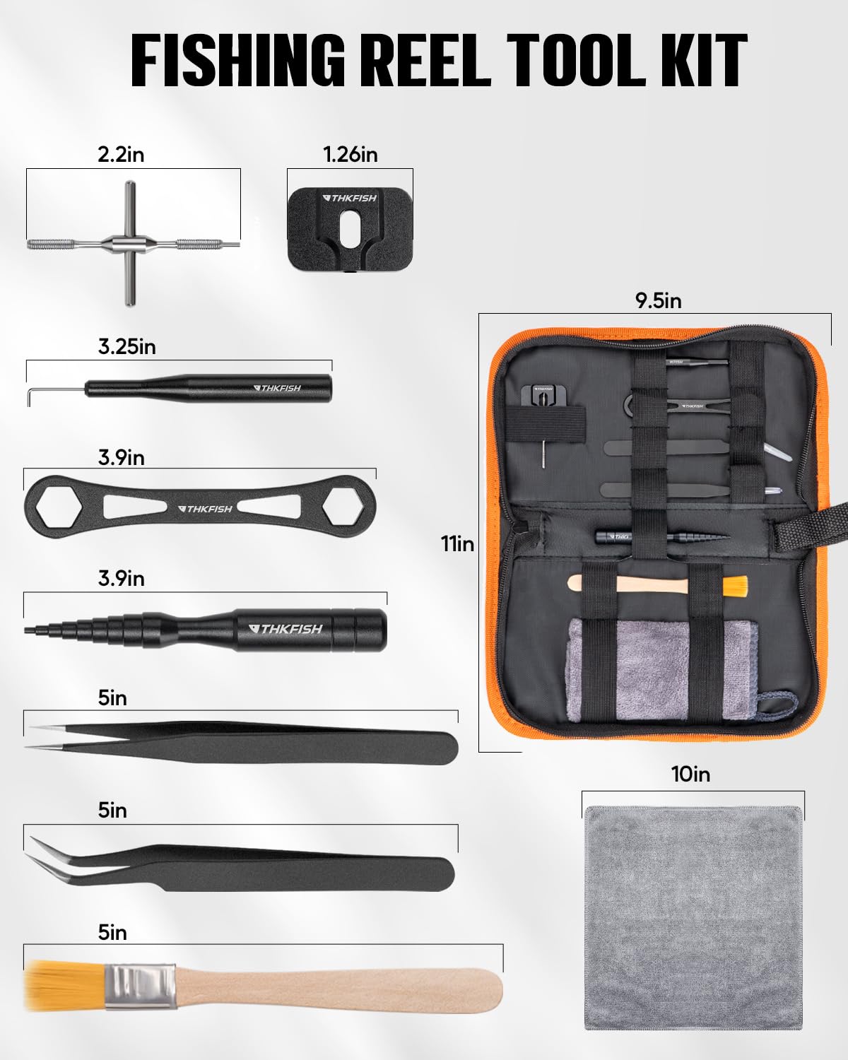 THKFISH Kit d'entretien pour moulinet de pêche, kit de nettoyage de moulinet, kit de réparation compact, kit d'entretien de moulinet, outil de démontage pour moulinet de pêche, kit de base et