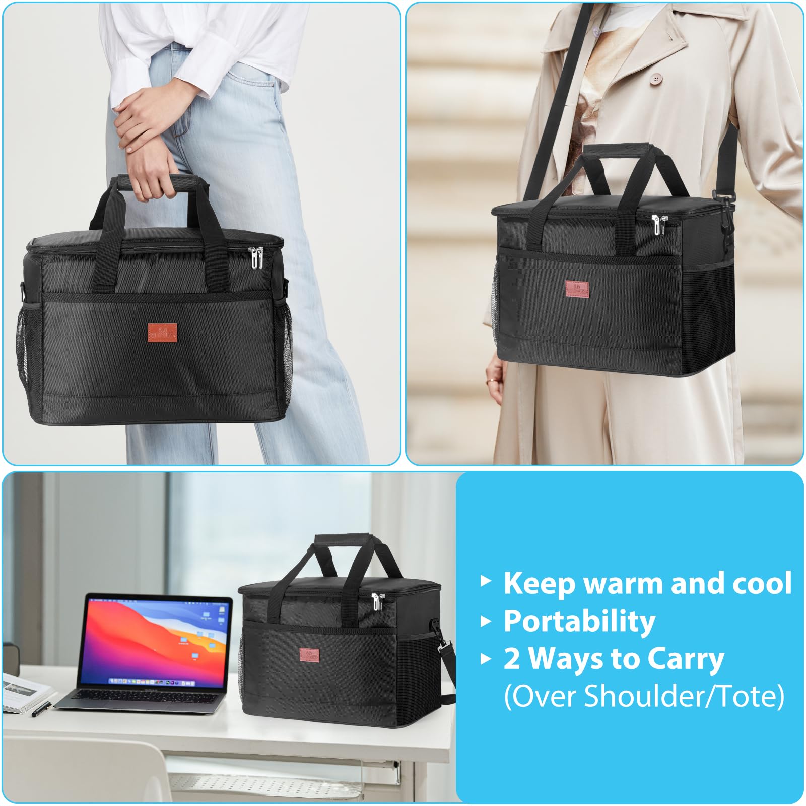 Dyserbuy 30L Large Cool Bag, Reusable Tote Cooler Bag, Insulated Picnic Lunch Bag Box, Picnic Bag for Camping, BBQ, Travel, Family and Outdoor Activities