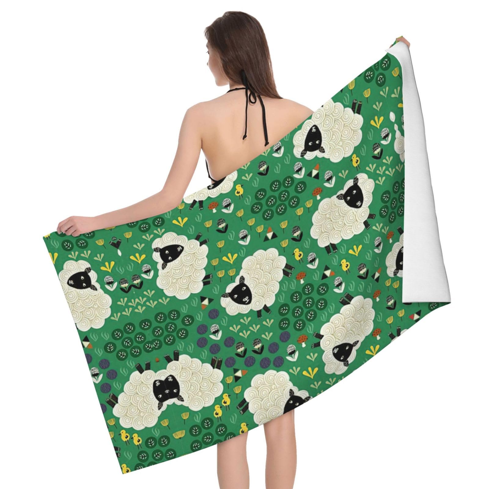 Serviette en microfibre absorbante et séchage rapide motif mouton