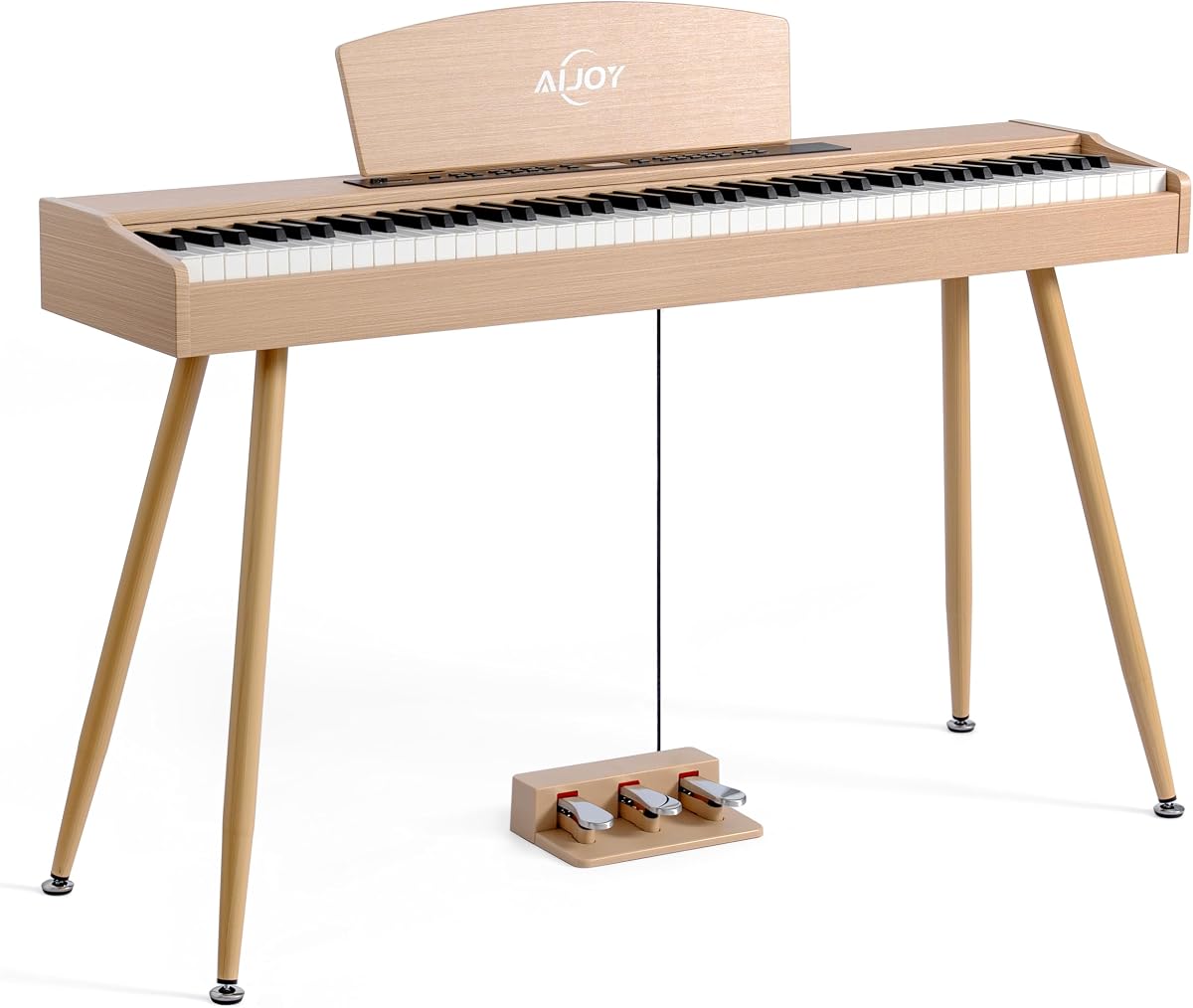 Teclado de piano digital AiJoy, acción de martillo totalmente contrapesada de 88 teclas, roble | Piano eléctrico de tamaño completo para principiantes y músicos domésticos, pantalla LCD, pedal triple, compatible con conexión USB-MIDI/inalámbrica