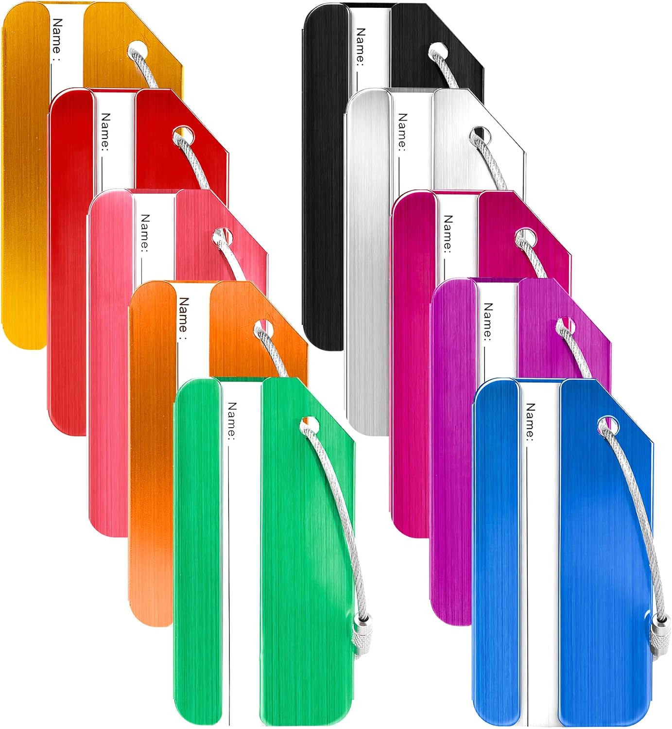 10 Pcs Luggage Tags for Suitcases, Aluminum Baggage Tag, Colorful