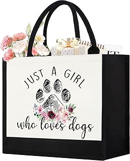 Canvas Tote Bag for Women, Cute Dog Gifts for Dog Lover, Animal Lover Gift Aesthetic Beach Tote Bag Reusable Grocery Bag, Birthday Christmas Gift for Daughter Friends Sisters Bestie Who Loves Dogs