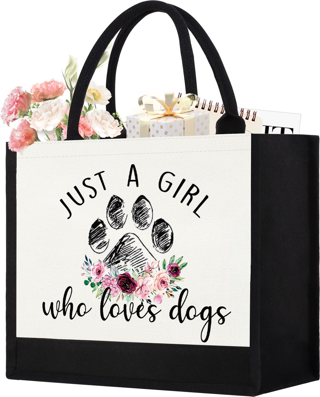 Canvas Tote Bag for Women, Cute Dog Gifts for Dog Lover, Animal Lover Gift Aesthetic Beach Tote Bag Reusable Grocery Bag, Birthday Christmas Gift for