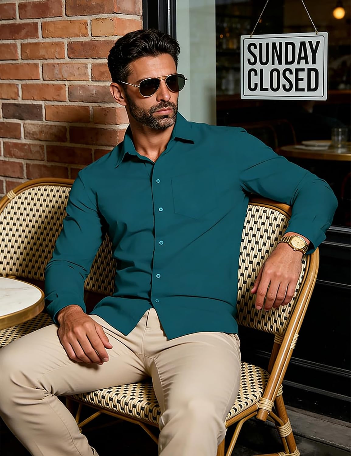 DiBanGu Long Sleeve Button Up Shirts for Men Casual Business Shirt with Pocket Solid Regular Fit Shirts for Formal Wedding