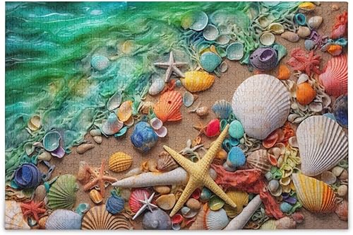 Miniatura 1 de Sea Creatures Shells Jigsaw Puzzles 500 Pieces for Adults,Learning Educational Puzzles,Difficult and Challenge Families Toys with Mesh Storage Bag