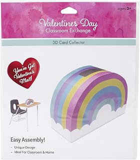 PTI Group Inc. PTI Group Valentines Day DIY Card Collector Mailbox for Kids for Classroom Exchange - Rainbow Multi-Color